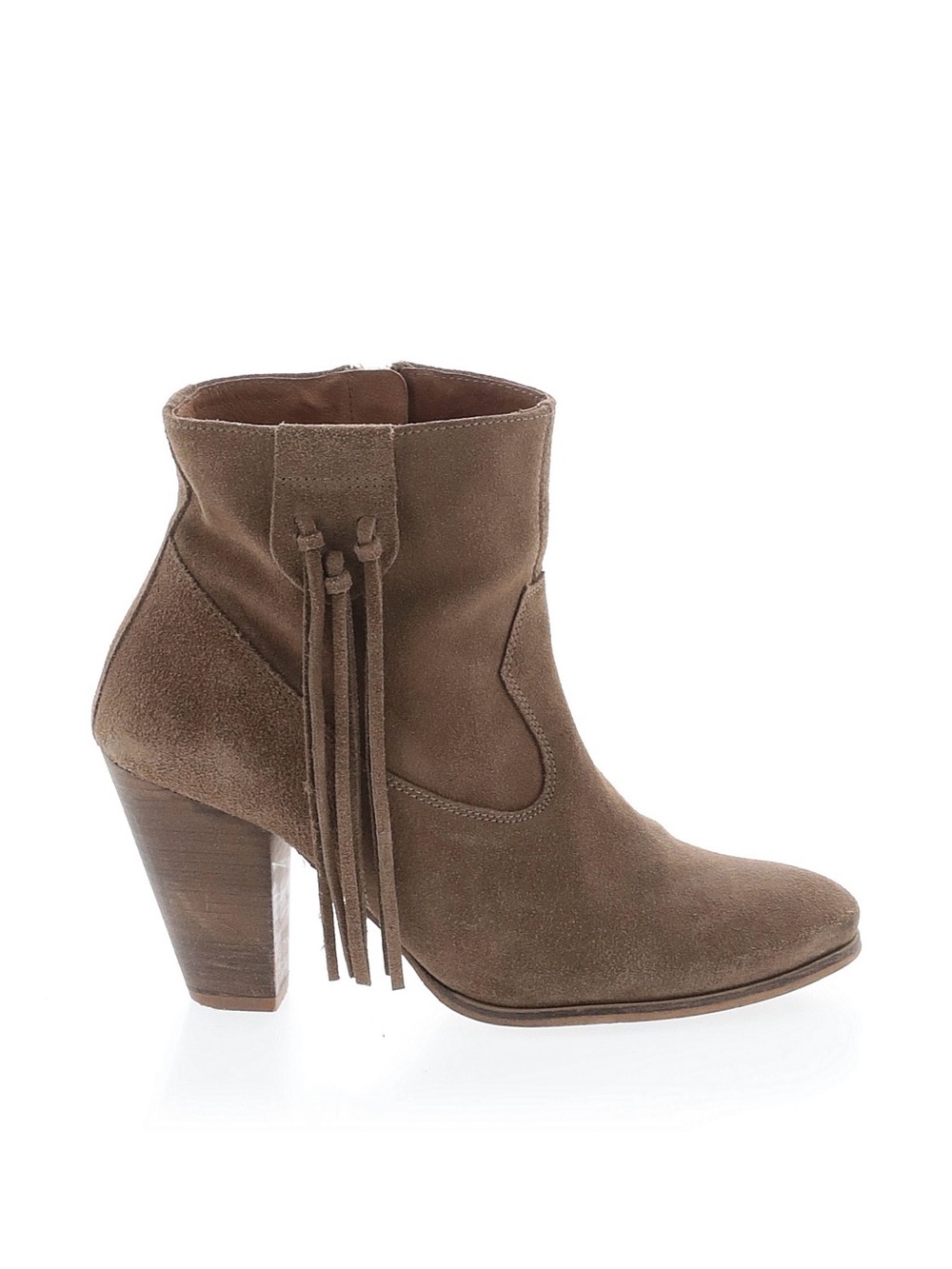 Women’s Howsty Taupe Suede Fringe Ankle Booties